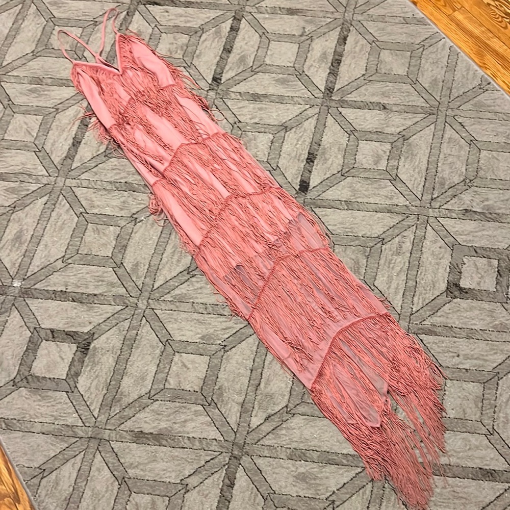 ASOS Pink Fringe Maxi Dress